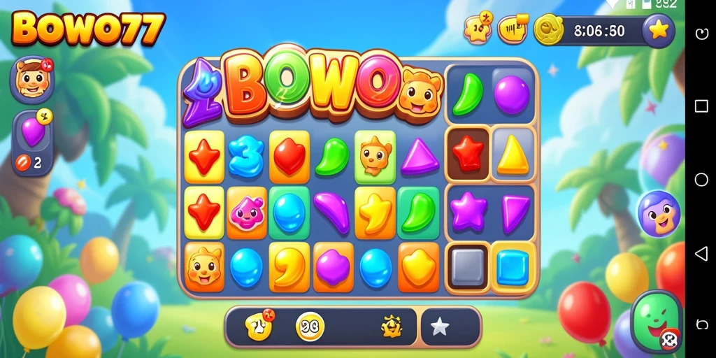 Tampilan gameplay seru dari BOWO77 dengan grafis yang cerah.