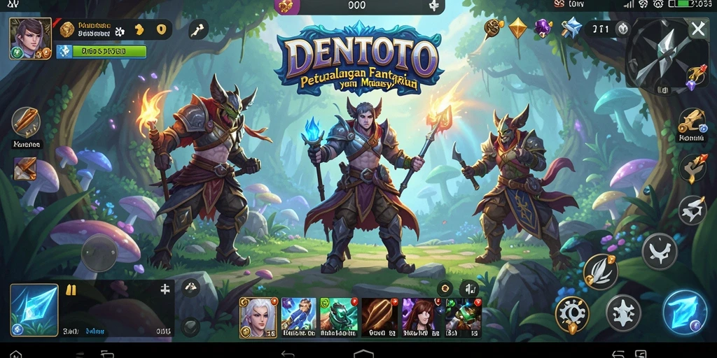 Tangkapan layar menunjukkan intense gameplay DENTOTO saat petualangan RPG.