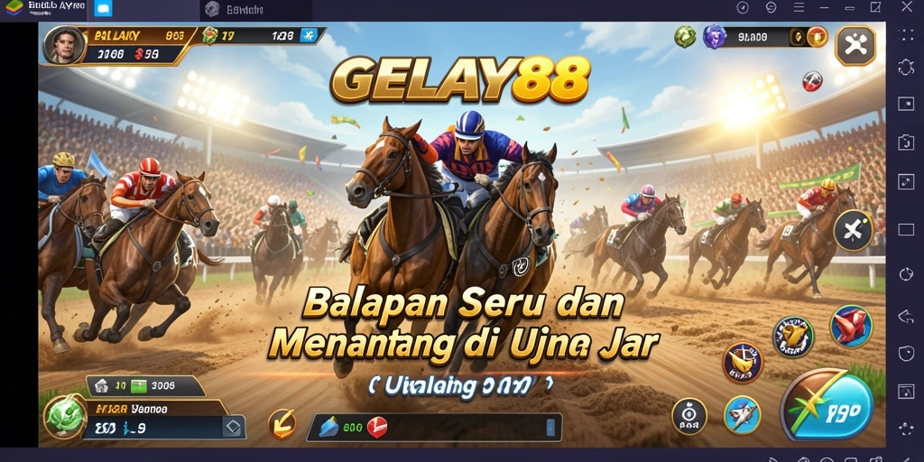 Screenshot utama GELAY88 menunjukkan mobil balap mendebarkan di trek yang menantang.