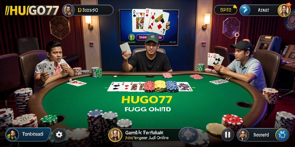 Gameplay poker HUGO77 yang mendebarkan dan interaktif.