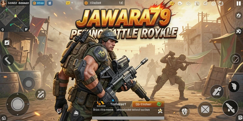 Screenshot JAWARA79 yang menunjukkan aksi pertarungan intens di Battle Royale.