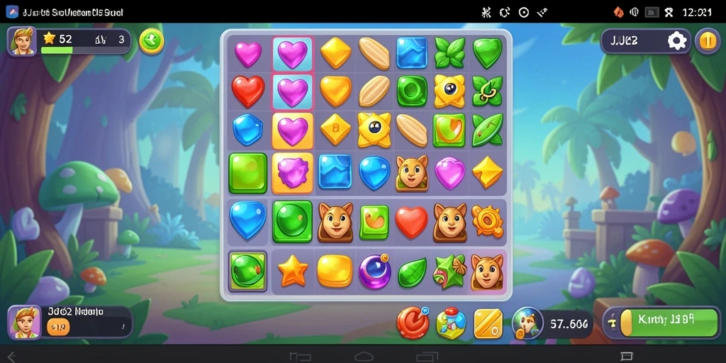 Screenshot gameplay JJ62 menampilkan serunya mencocokkan item Match-3.