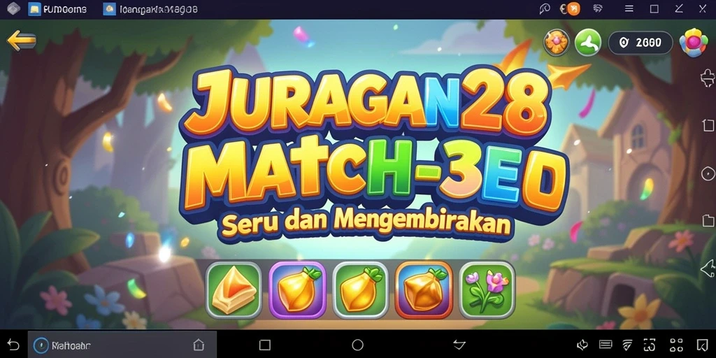 Tampilan menarik dari gameplay Match-3 JURAGAN28 yang penuh warna.