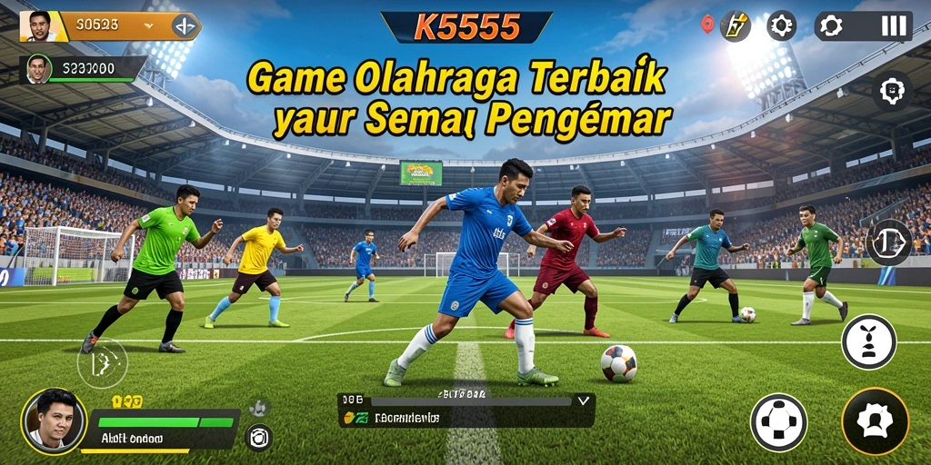 Tangkapan layar utama K5555 menampilkan aksi bermain olahraga yang mendebarkan.