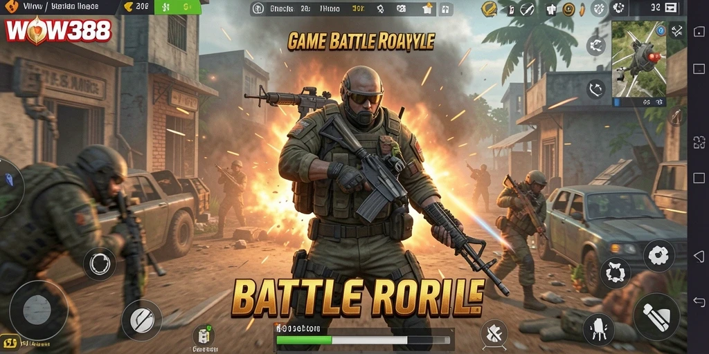 Gameplay WOW388 yang intens dalam pertempuran Battle Royale.